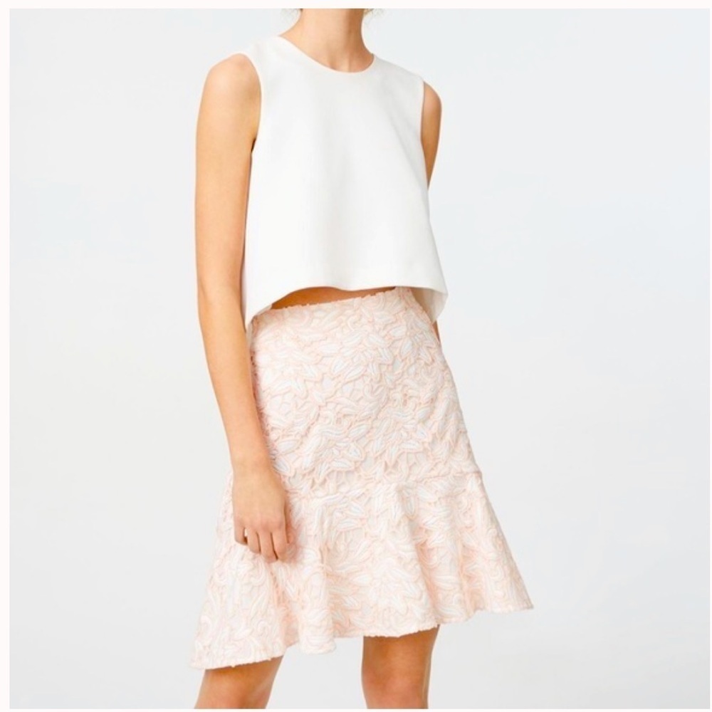 Club Monaco | Riggins Lace Overlay Flounce Skirt Pink Cream Size 8 NEW